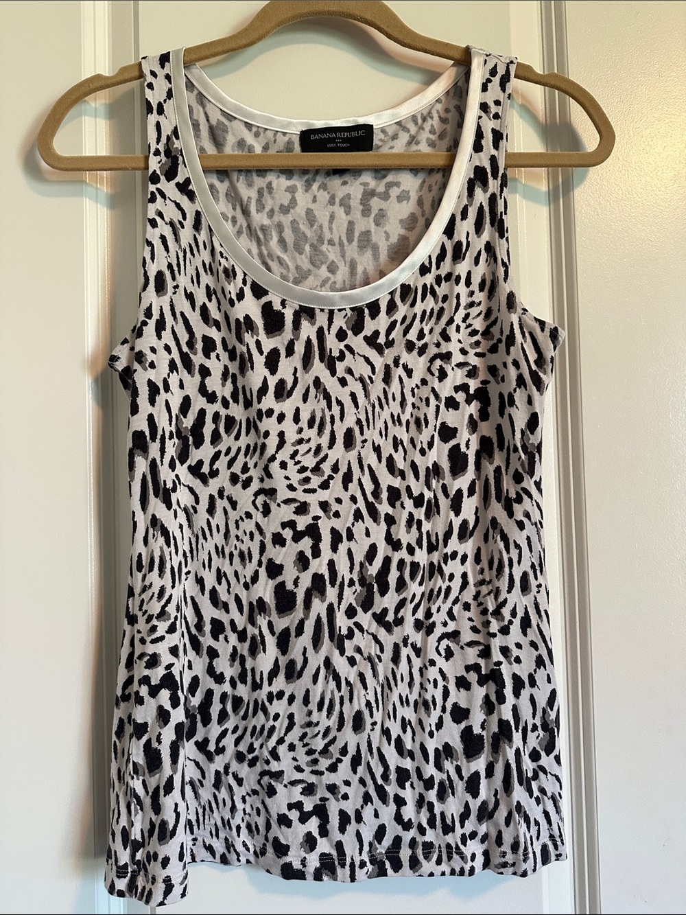 Banana Republic Black and White Leopard-Print Tank
